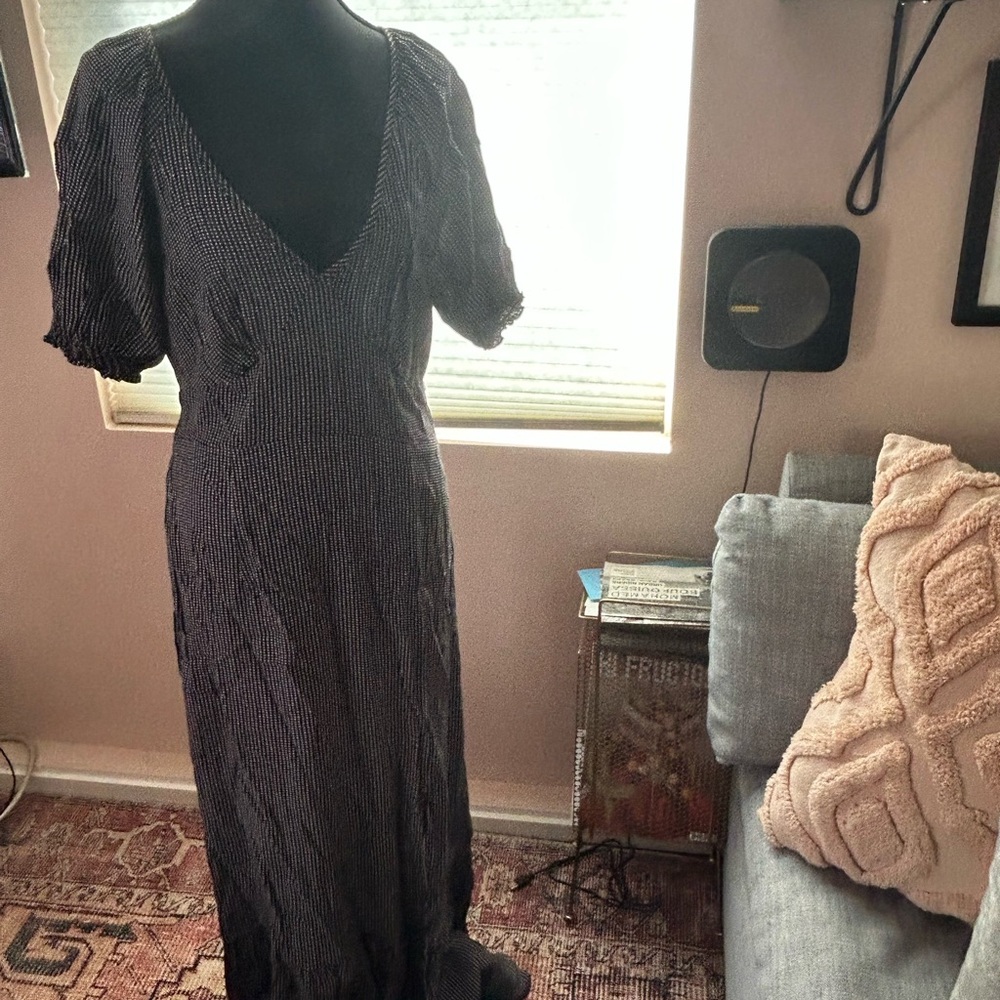 Elegant Black and White Striped Dress Lovestitch Brand- Large